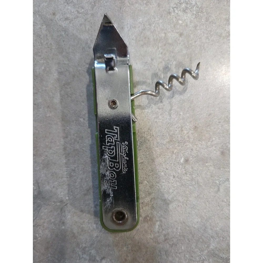 Vintage Vaughan's Tap Boy Bottle Opener w/ Corkscrew Avocado Green Chicago USA